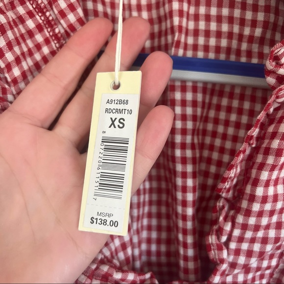 Short sleeve red gingham tiered maxi dress - Picture 3 of 7